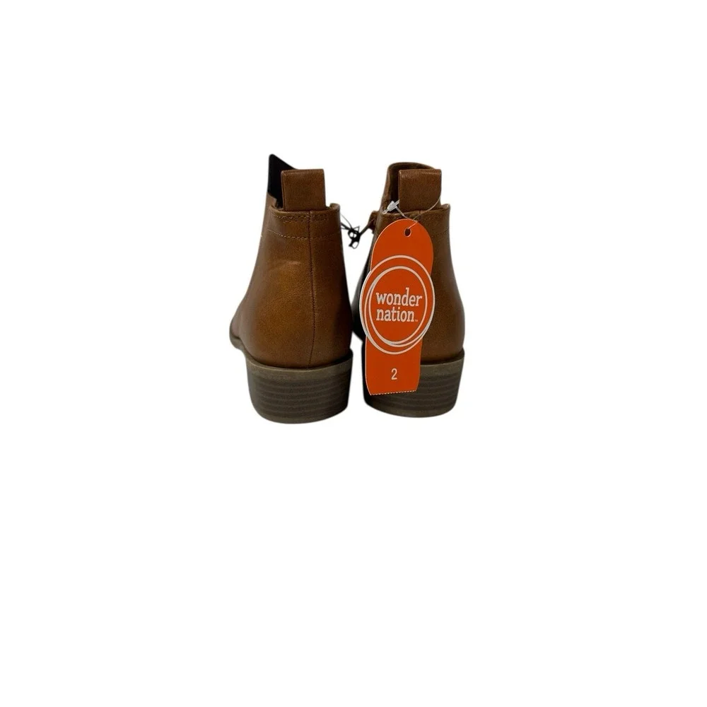 wonder nation girls‎ ankle boots brown zips up the side size 2